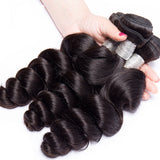 Hiwigs Hair Malaysian Good Quality 3pcs Loose Wave Hair With Lace Closure
