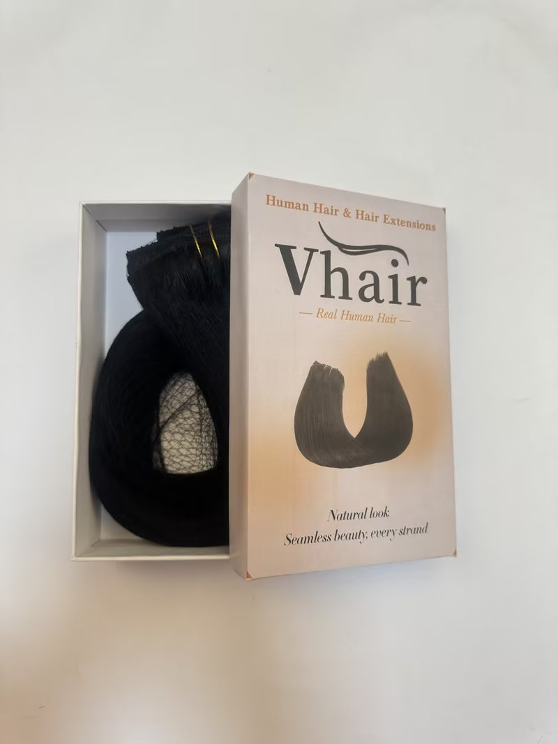 Vhair Human Hair Clip In Hair Extensions Natural Black #1B