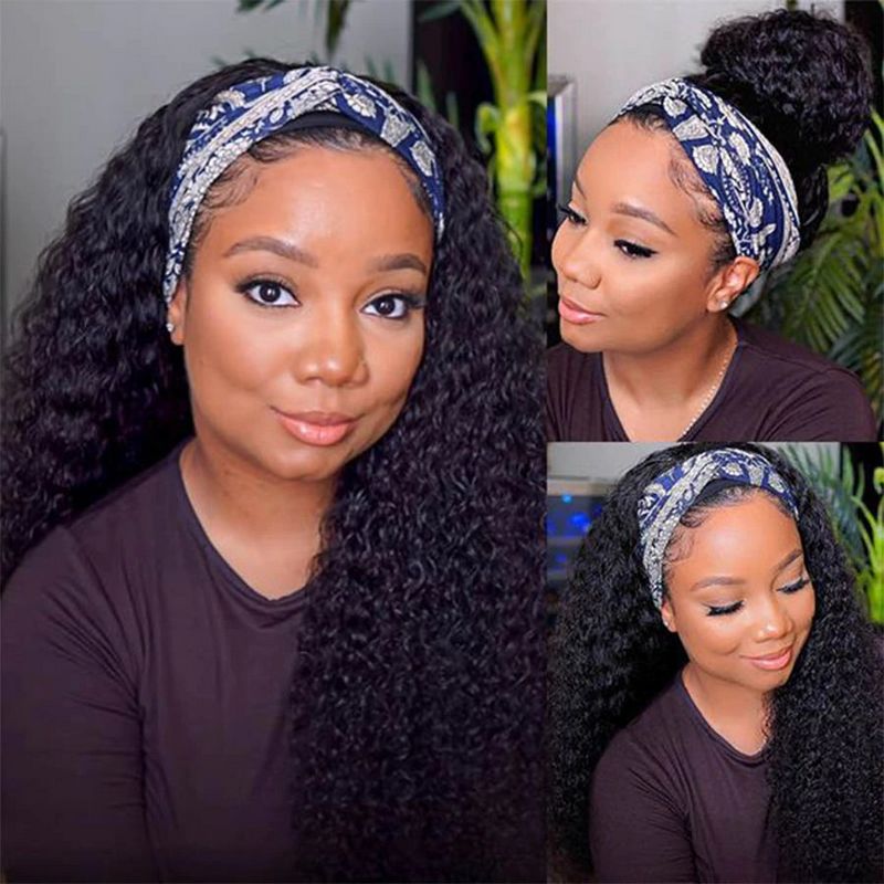 Curly Headband Wigs For Sale 100% Human Hair