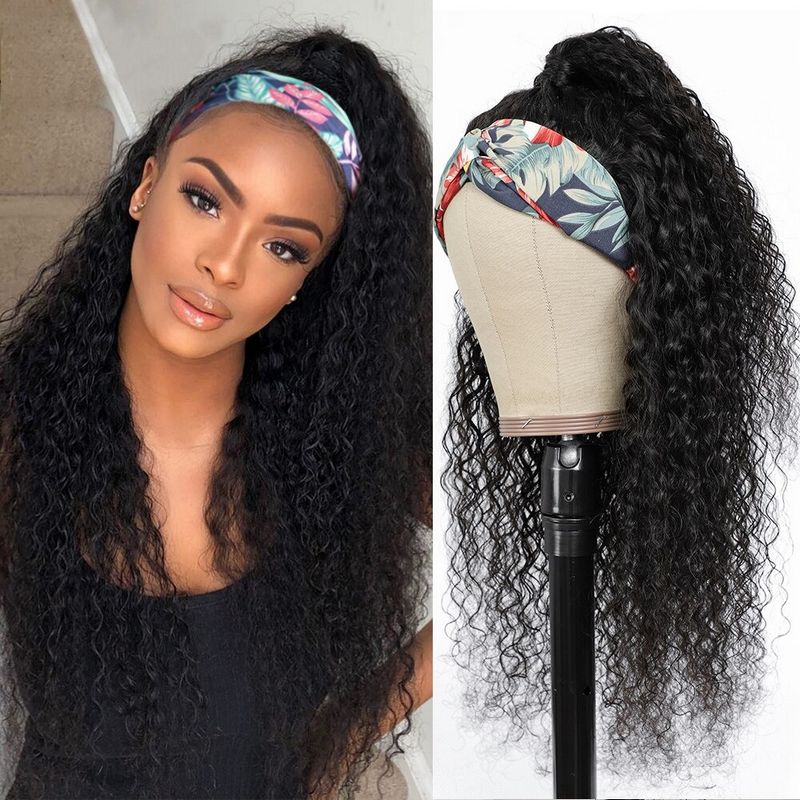 Curly Headband Wigs For Sale 100% Human Hair