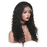 Deep Wave Full Lace Wigs Natural Black Color Human Hair