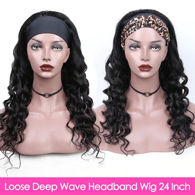 Loose Deep Wave Headband Wigs 100% Human Hair