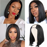 Straight U Part Wig Human Hair Short Bob Wig With Blunt Cut