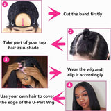 Straight U Part Wig Human Hair Short Bob Wig With Blunt Cut
