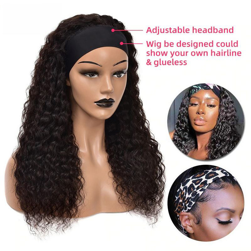 Water Wave Headband Wigs 100% Human Hair