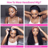 Water Wave Headband Wigs 100% Human Hair