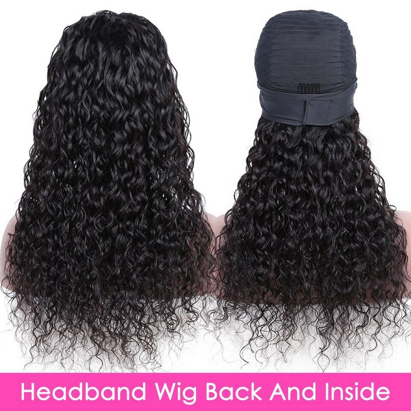 Water Wave Headband Wigs 100% Human Hair